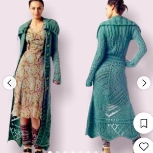 FREE PEOPLE long aqua Cardigan.